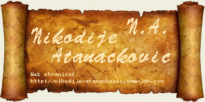 Nikodije Atanacković vizit kartica